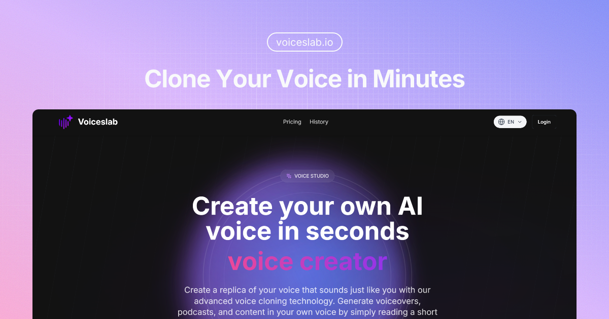 Voiceslab: Free create your own AI voice instantly, voice cloning